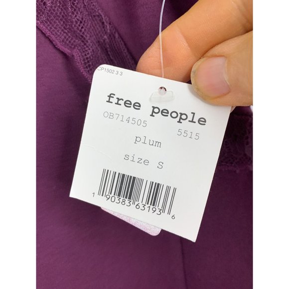 NWT Free People Beaumont Muse Lace Detail Dress Sz S Plum Mock Neck Ruffle 6503 - Picture 5 of 11